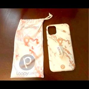Iphone 11 Rose Gold Marbled Loopy Case